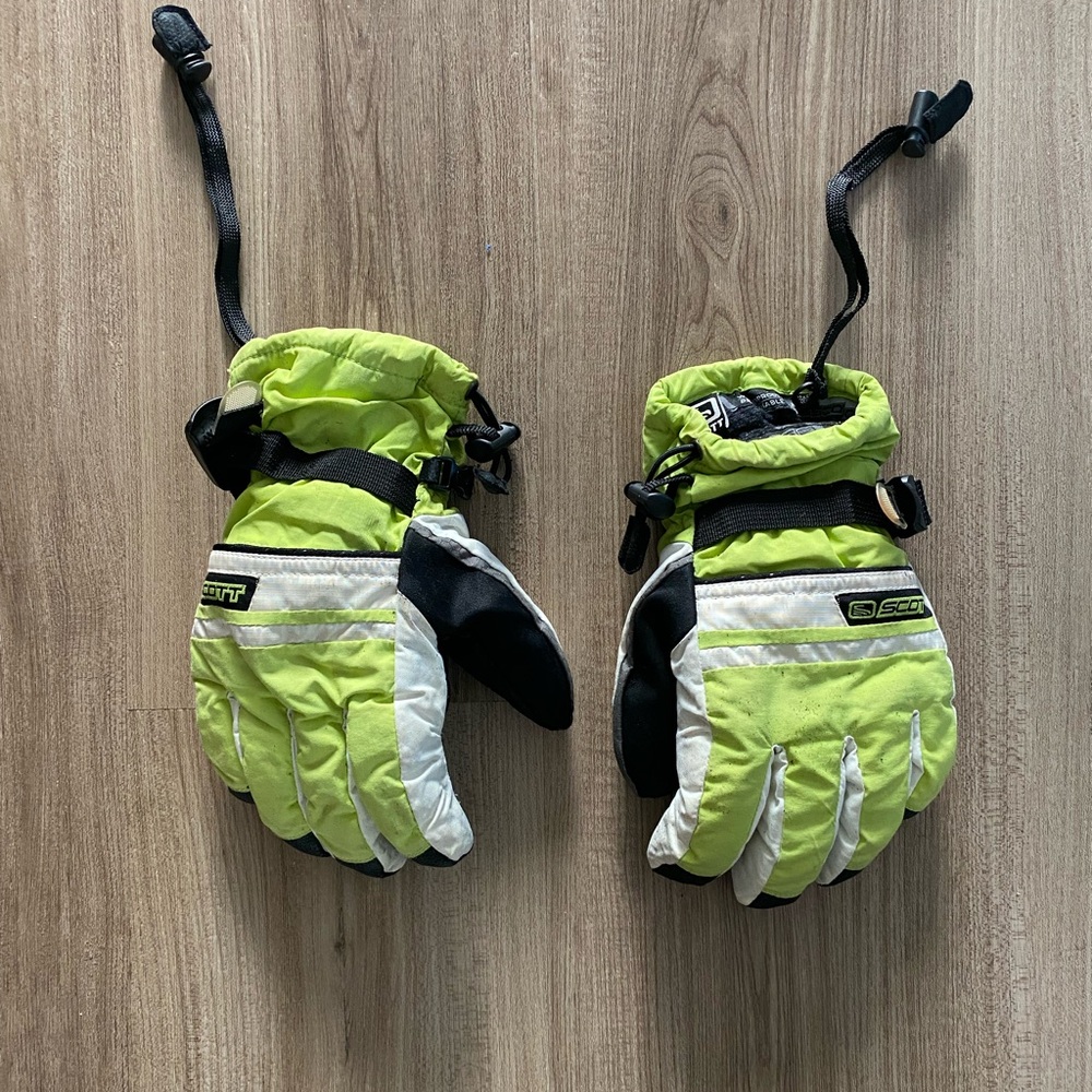 Scott Lime and White waterproof gloves ski snowboard